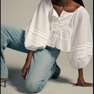 Anthropologie Lace Babydoll Blouse NEW WITH TAG in XXS